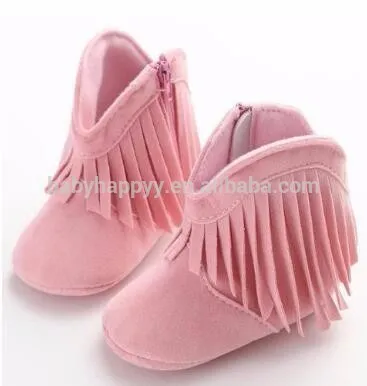 Fancy prewalker fringe shoes skid proof sole baby boots