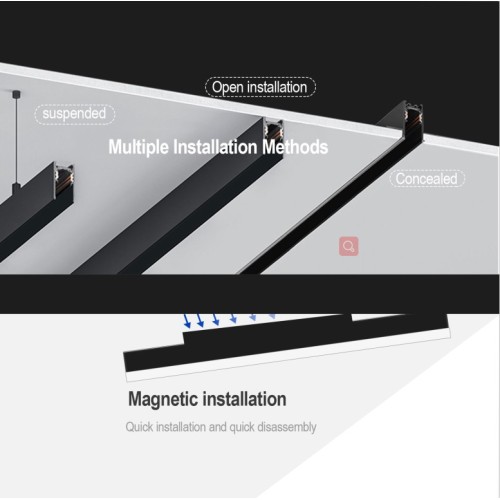 Sistema de luz com faixa magnética suspensa no teto de 26 larguras