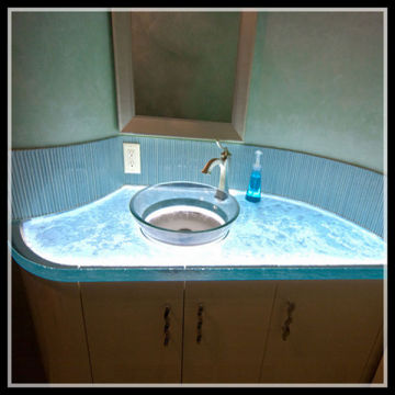 integrated bathroom sink and countertop