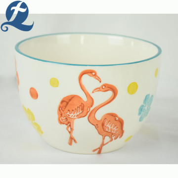 High quality fashion popular printed ceramic salad bowl