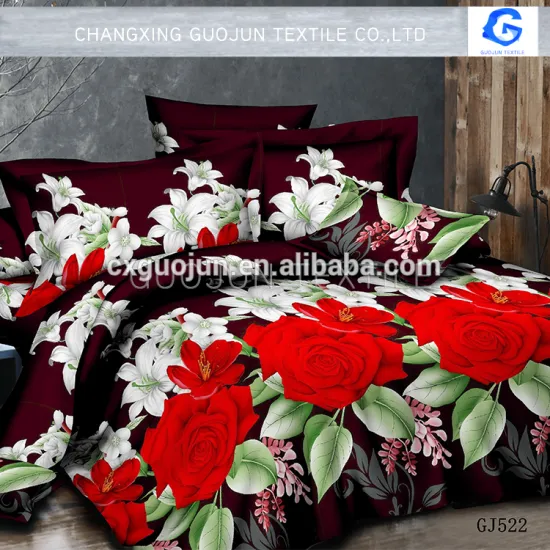 china 3d printed 100% brushed polyester fabric bedsheet indian/roll packing