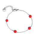 Serling Silver Red Pearl Bead Chain Armband
