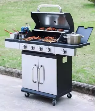 Outdoor Gas BBQ Grill with Stainless Steel Burner 4+1 Smokeless Movable BBQ Grill