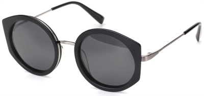 C1 Acetate Sunglasses Bright Black-Silver