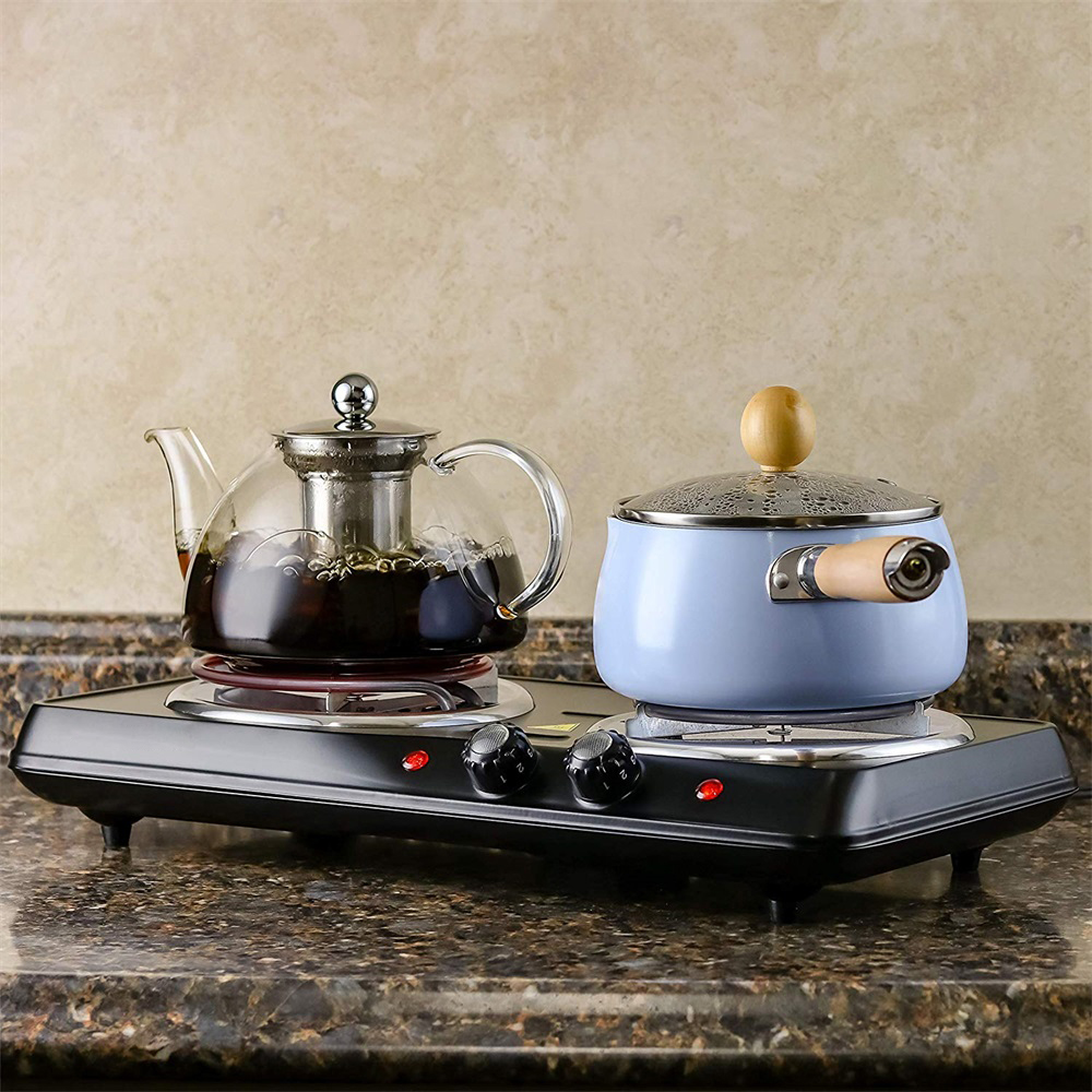Countertop Electric Double Burner with Temperature Control