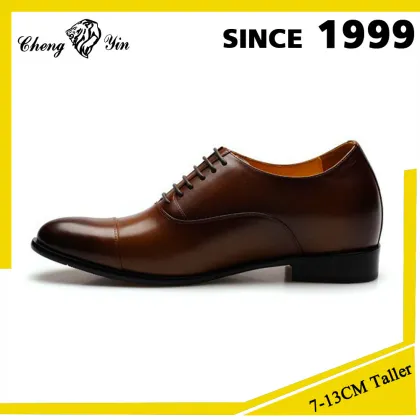Cow leather elevator shoes design dress shoes