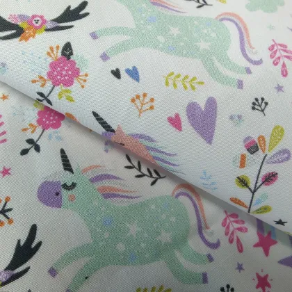 Rainbows And Unicorn Design Woven Cotton Poplin Fabric
