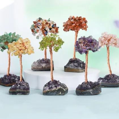 Raw Amethyst Raw Stone Copper Tree Amethyst Cluster Base Ornament