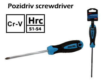 Fixtec CRV Pozidriv Screwdriver With Double Injected Handle