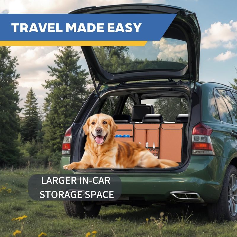 PU Leather Foldable Car Backseat Hanging Organizer