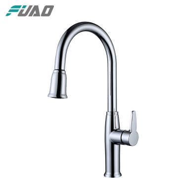FUAO UPC Pull-Down-Küchenarmatur aus gebürstetem Messing
