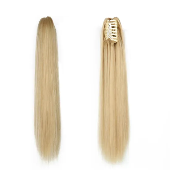 Wholesale Deep-Brown Long Straight Claw-Clip Drawstring Hairpiece Clip In Hair Tail Synthetic Hair Ponytails Extension For Women