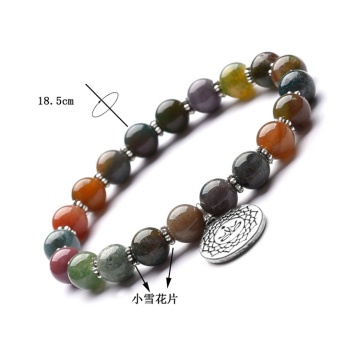 strands Natural Indian Agate 8mm Buddha bead bracelets bracelet yoga meditation om pendant small snowflake flake