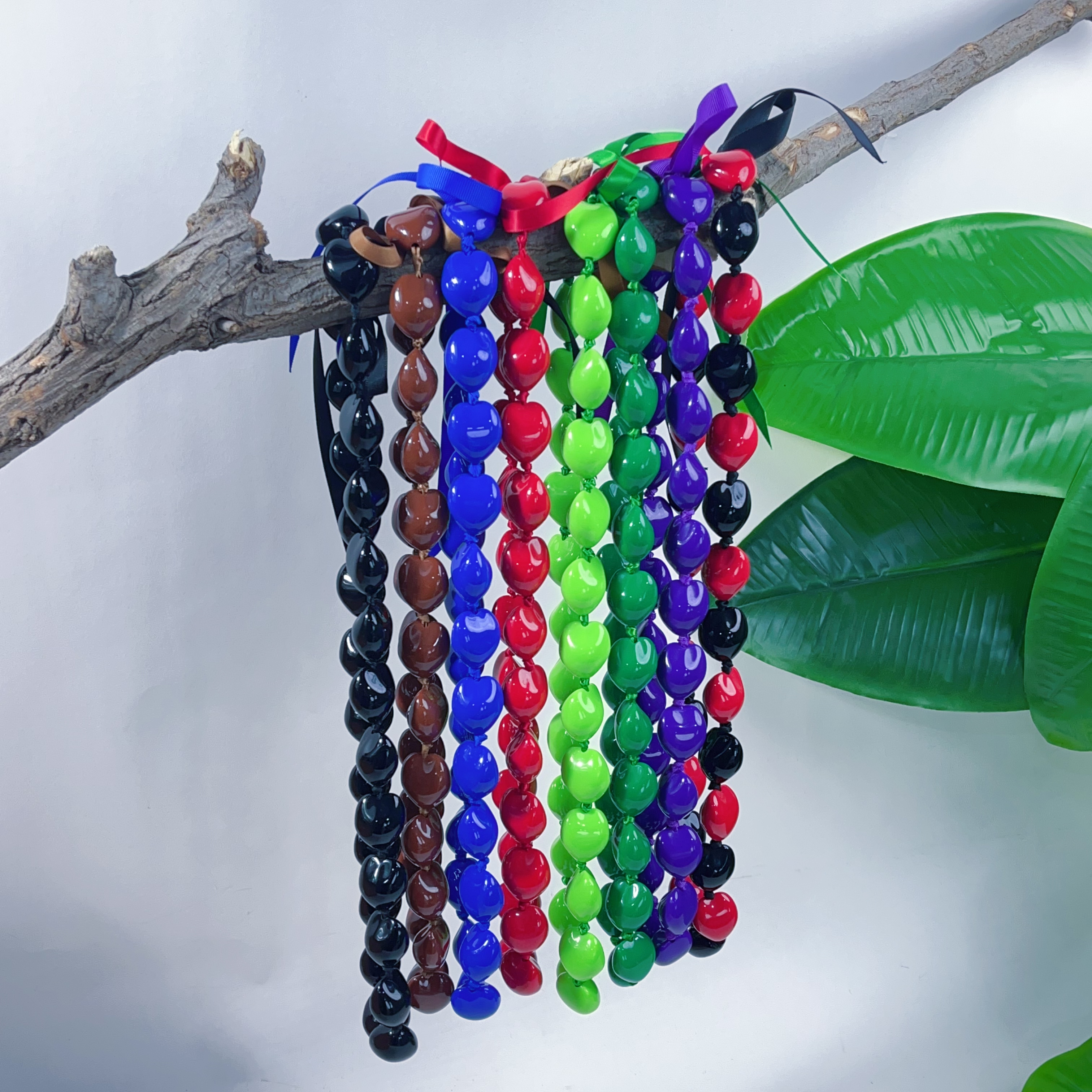 colorful acrylic kukui nut necklace