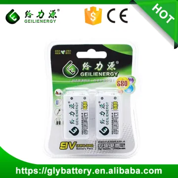 Geilienergy rechargeable Li-polymer battery packs 680mah 9V