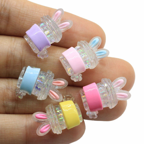 Kawaii Resin Animal Rabbit Ears Bottle Cup Flatback Cabochon Beads Pendants Necklace Jewelry Making for Home DIY Charms