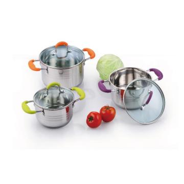 6 pieces stainless steel Casserole With Silicone Handles