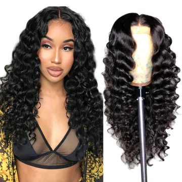 raw unprocessed virgin indian hair wigs, 13*4 lace loose deep wave virgin remy indian lace wig