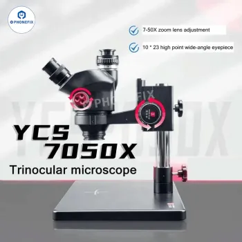 YCS 7050X 7-50X Zoom Trinocular Stereo Microscope for PCB Repair