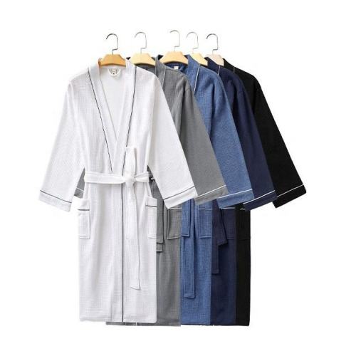 Unisex Long Cotton Spa Dress Robes unisex long cotton spa dress robes waffle bathrobe Factory