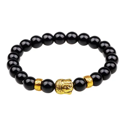 Mens tiger eye stone buddha beads bracelet
