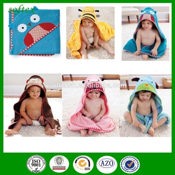 cartoon cotton animal baby bath towel with hood