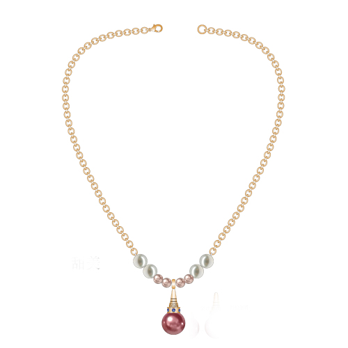 ゴールドチェーンデザインの真珠のペンダントネックレス