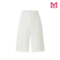 Pantalones cortos de pierna ancha en blanco lechoso para mujer