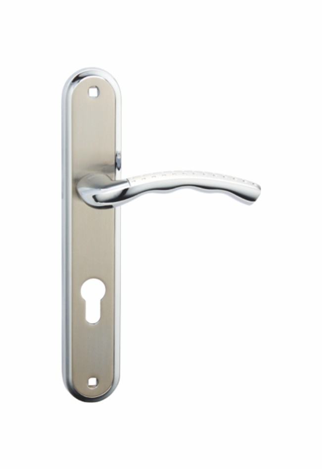 Modern generous aluminum handle on plate