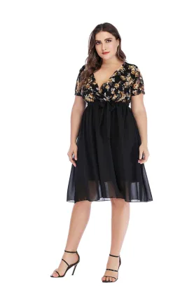 Women Clothing Printing Knee-Length Fashion Dress Women