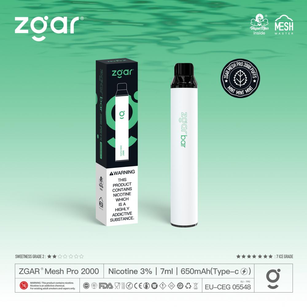 المبيعات الساخنة شعبية Zgar يمكن التخلص منها VAPE سيجارة إلكترونية