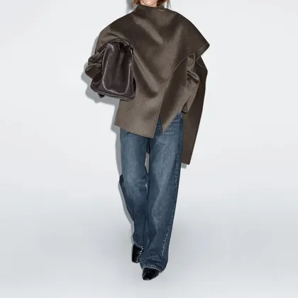 Women's clothing minimalist artistic design wool coat woolen coat