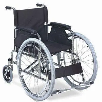 Chromed Steel Wheelchair with Fixed Armrest/Footrest and Double Cross Bar