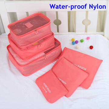 6pcs/set Waterproof Nylon RED Lightweight Large Capacity Packing Cubes Bag Luggage Travel Bag Organizers For Clothes