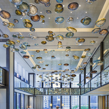 Gorgeous hotel lobby transparent black amber chandelier