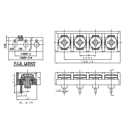 AT806-7.62XXX-01 Barrier Terminal Block Pitch7.62mm 