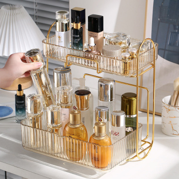 Multi-Layered Desktop Cosmetic Organizer and Storage Rack for Bathroom or Dresser