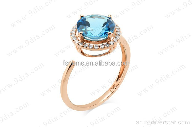 الأزرق Topaz 14K 2 غرام تصاميم خاتم الذهب