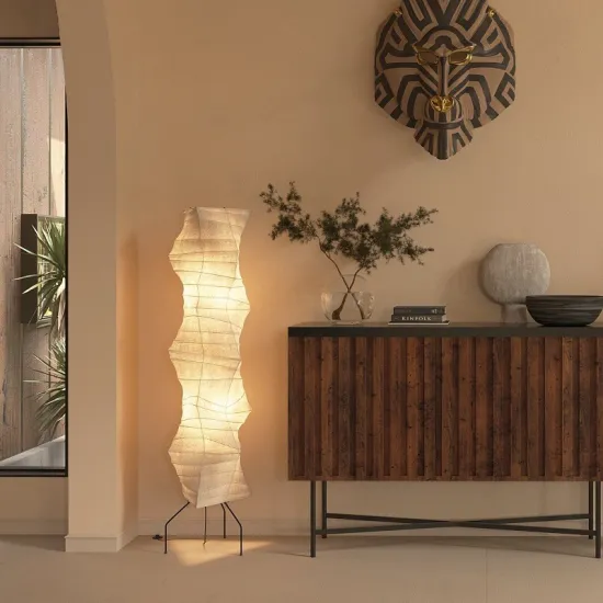 Wabi-Sabi Japanese Rice Paper Floor Lamps for Living Room, Study, Bedroom & Creative Spaces