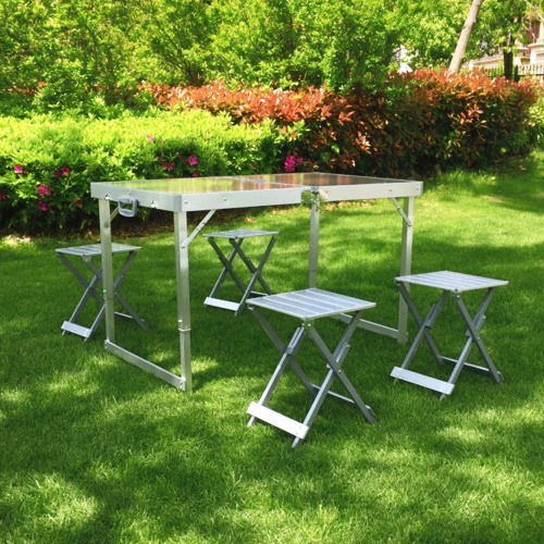 Mesa Alumino Plegable Camping Al Aire Libre Con Silla