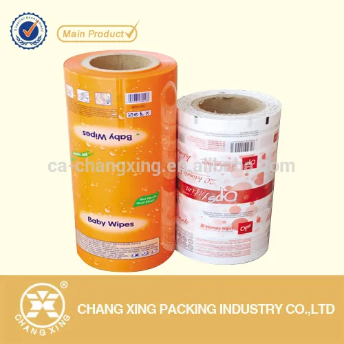 Customized pet laminated plastic pouch film for baby wipes/wet towels packaging