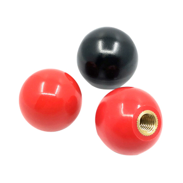 Spherical Red Black Bakelite Machine Ball Knob Comfort-Grip Threaded M10 with Copper Hole