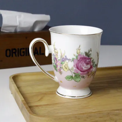 12 Oz Royal Vintage Porcelain Bone China Coffee Mug - Floral Mugs & Tea Cup Gift Ideas