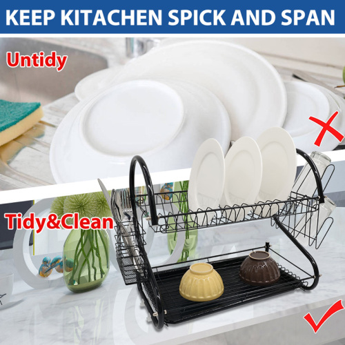 2 Tier Large Dish Drying Rack 2 tier S shape stainless steel dish drainer Factory