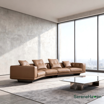 Curved Modular Sofa with Tufted Design