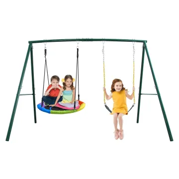 Heavy Duty A-Shape Metal Swing Set for Kids
