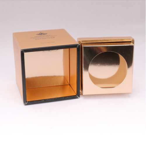 custom suare candle cream box with gold paper