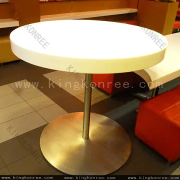 Renewable Flat Edge White Dining Room Acrylic Solid Surface Marble Table Tops