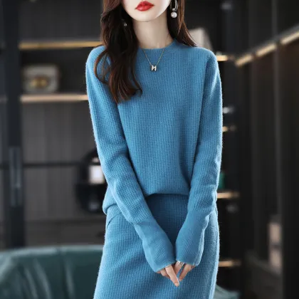 All wool knit skirt suit for women