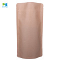 bolsa kraft paper stand up pouch compostabili bag protein con cerniera e trasparente